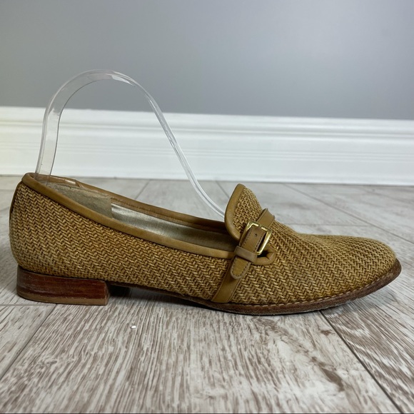 STUART WEITZMAN 7 woven straw leather loafers - Picture 3 of 4